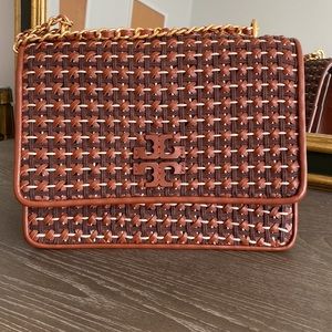 Tory Burch Britten Woven Leather Medium Shoulder Bag